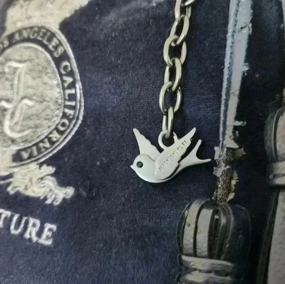 Juicy Couture Velour Pretty Day Satchel Bag Navy Shoulder Y2K Bedazzled Women's - Picture 11 of 16